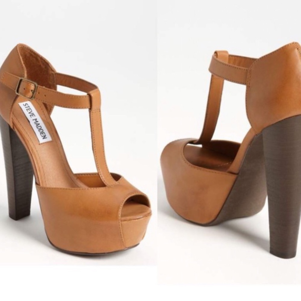 Steve Madden Dyvine cognac platform heel size 6